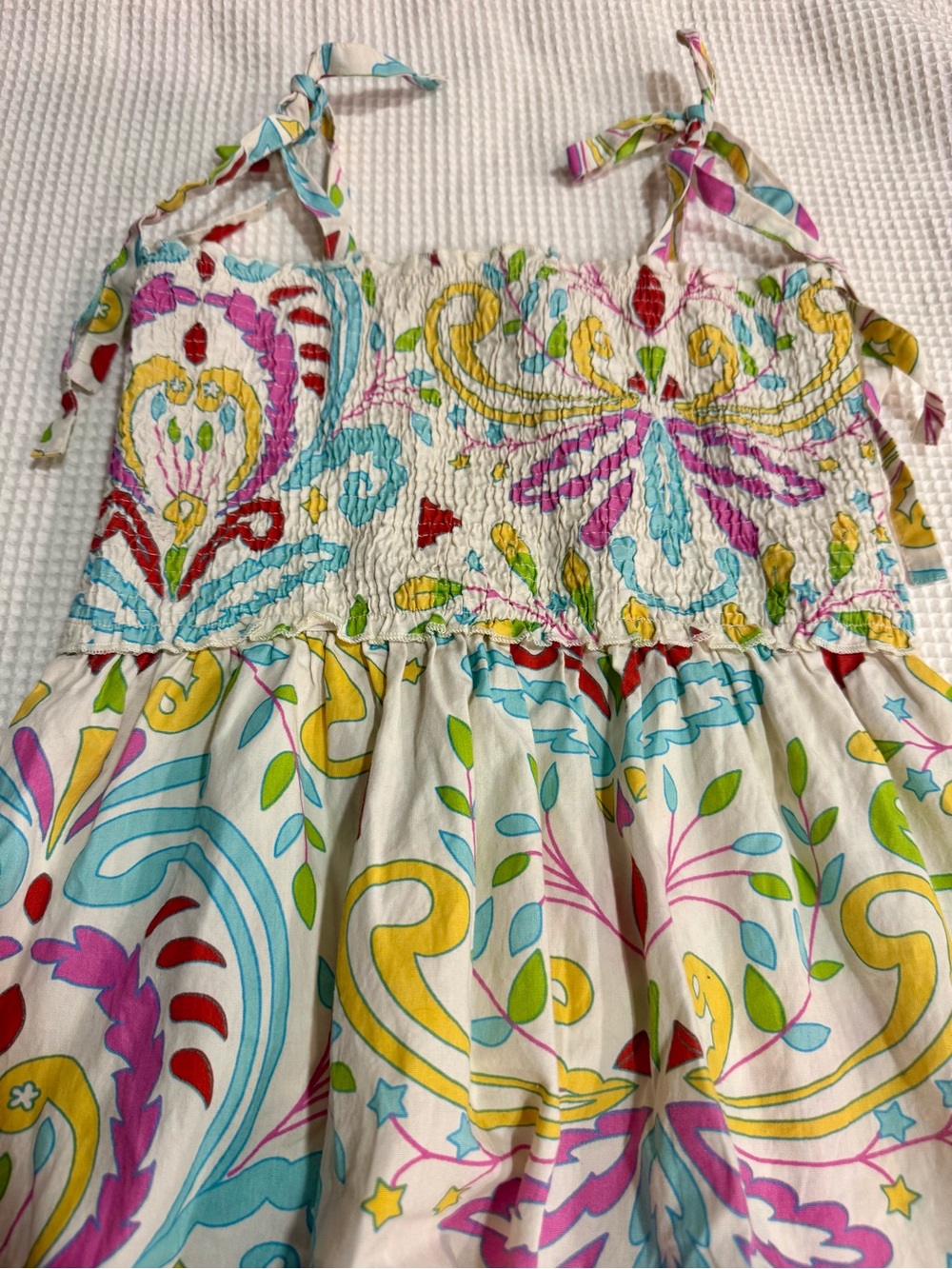 Mustard Pie Multicolor Paisley Smocked Sundress Top